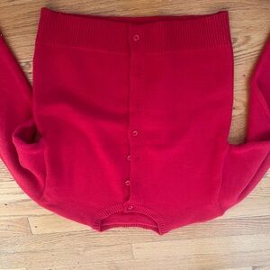 Vibrant Red Button-Up Cardigan